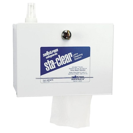 Sellstrom Sta-Clear Lens Cleaning Metal Station, 1,000 Tissues, Spray Bottle S23470